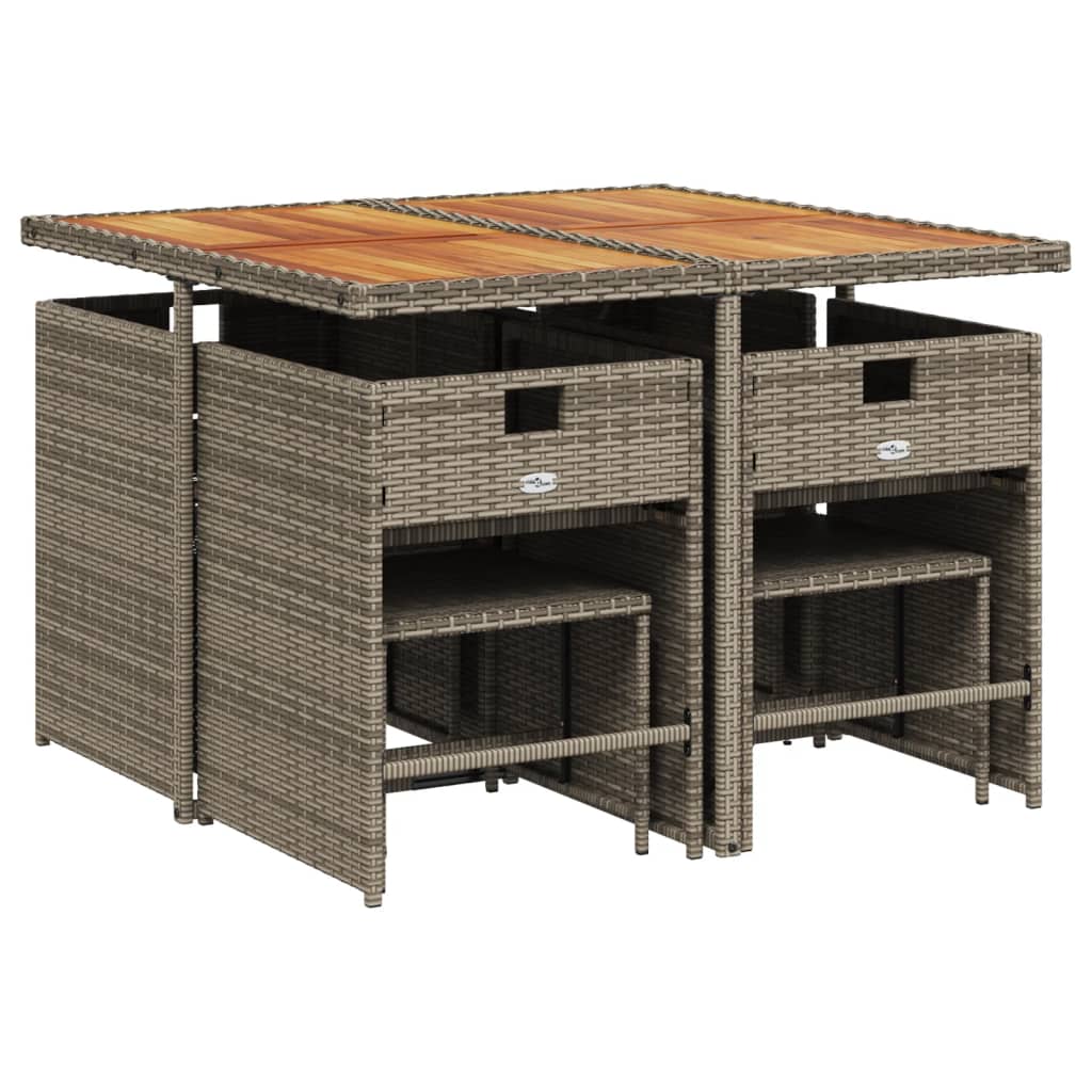 9-Delige Tuinset Met Kussens Poly Rattan