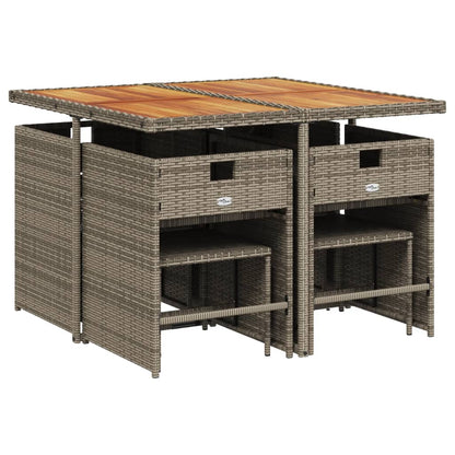 9-Delige Tuinset Met Kussens Poly Rattan