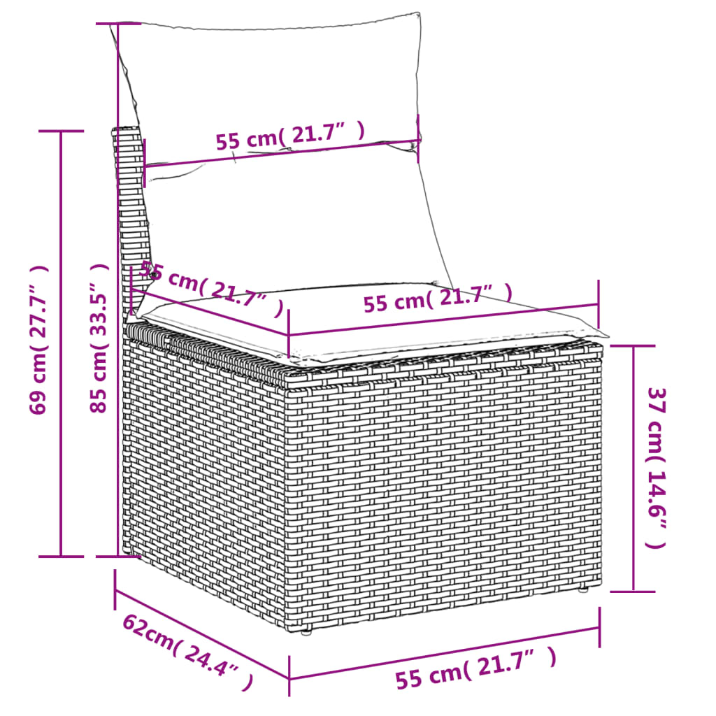 5-Delige Loungeset Met Kussens Poly Rattan