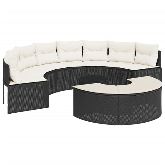 3-Delige Loungeset Halfrond Poly Rattan