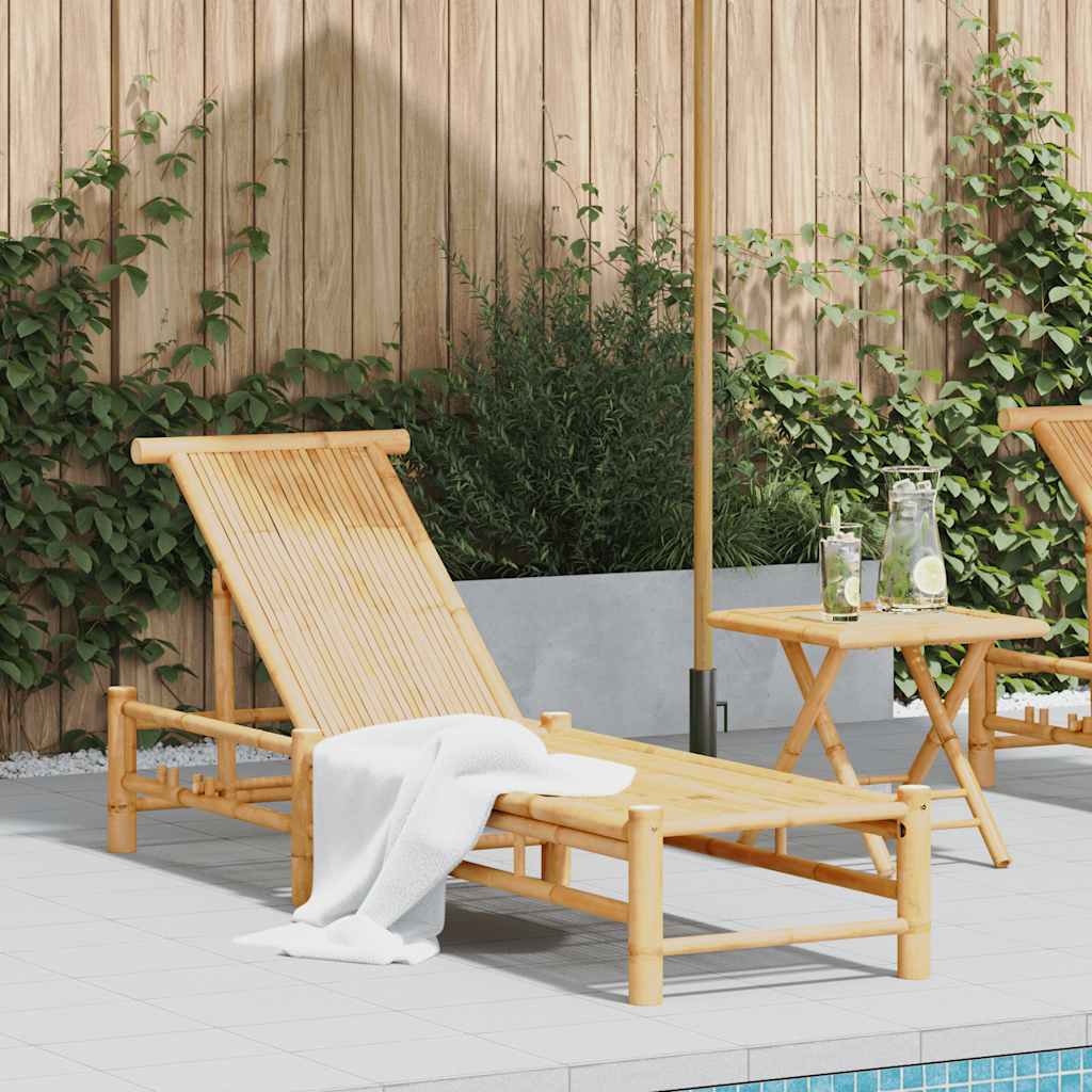 Ligstoel Met Kussens 55X199X30 Cm Bamboe