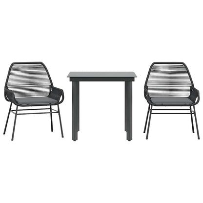3-Delige Tuinset Met Kussens Poly Rattan Glas