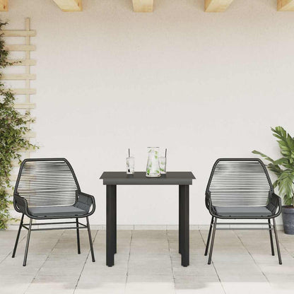 3-Delige Tuinset Met Kussens Poly Rattan Glas