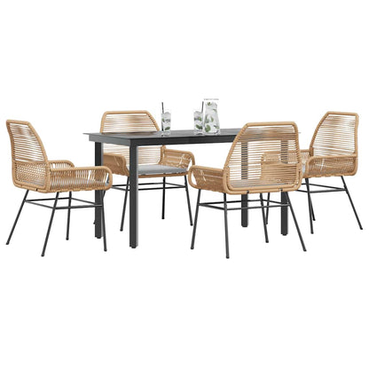 3-Delige Tuinset Met Kussens Poly Rattan Glas