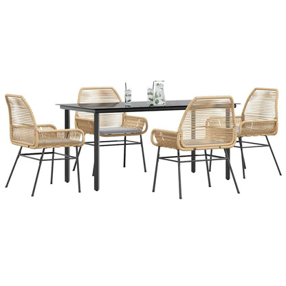 3-Delige Tuinset Met Kussens Poly Rattan Glas
