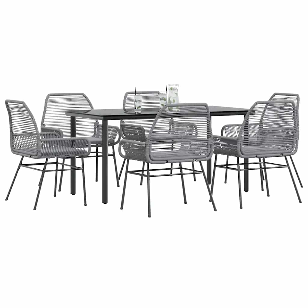 3-Delige Tuinset Met Kussens Poly Rattan Glas