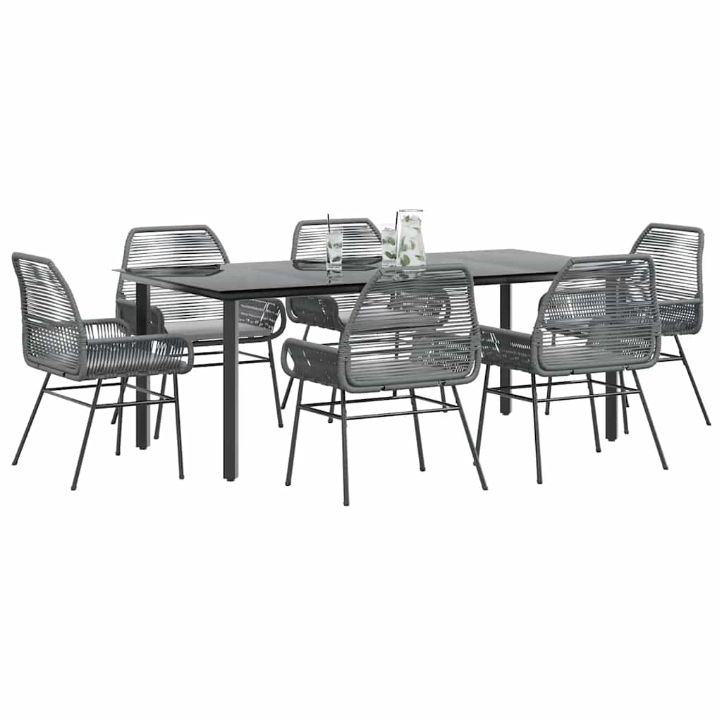 3-Delige Tuinset Met Kussens Poly Rattan Glas