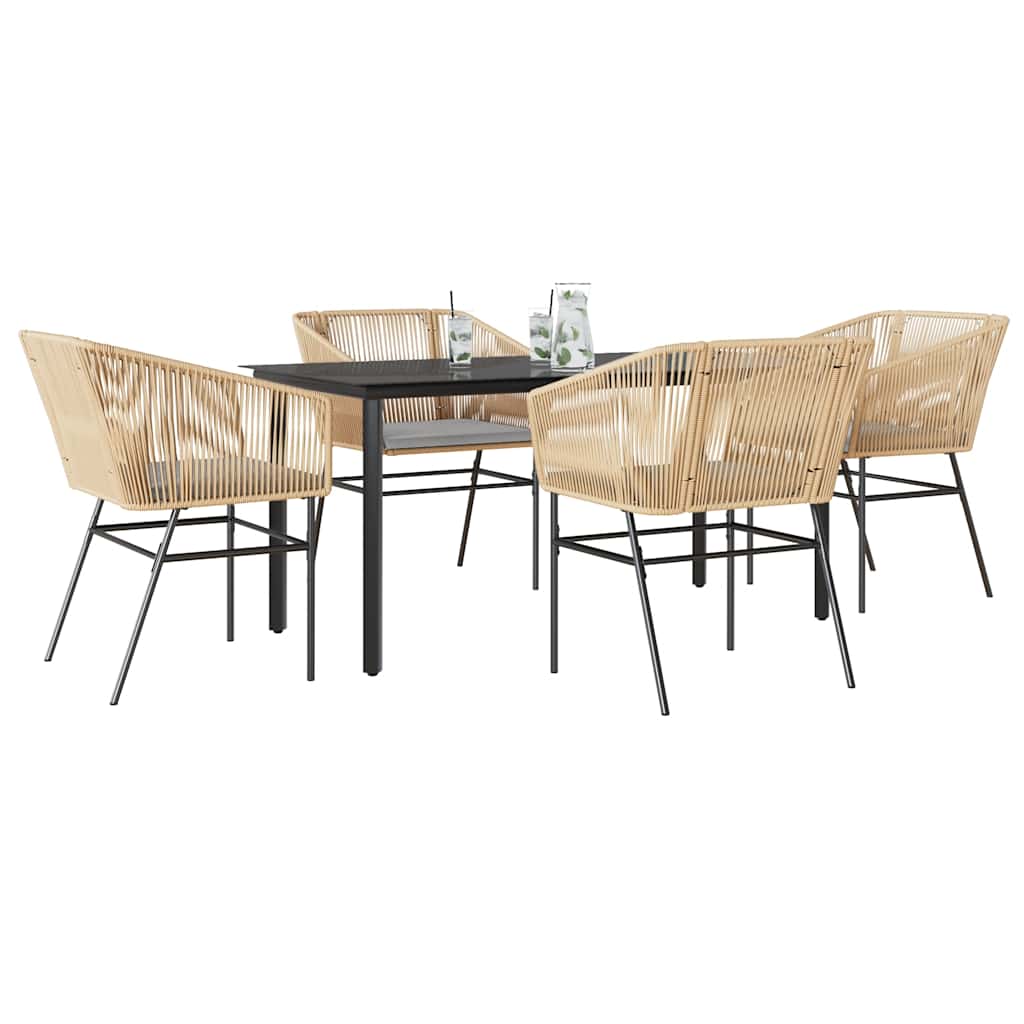 7-Delige Tuinset Met Kussens Poly Rattan Glas