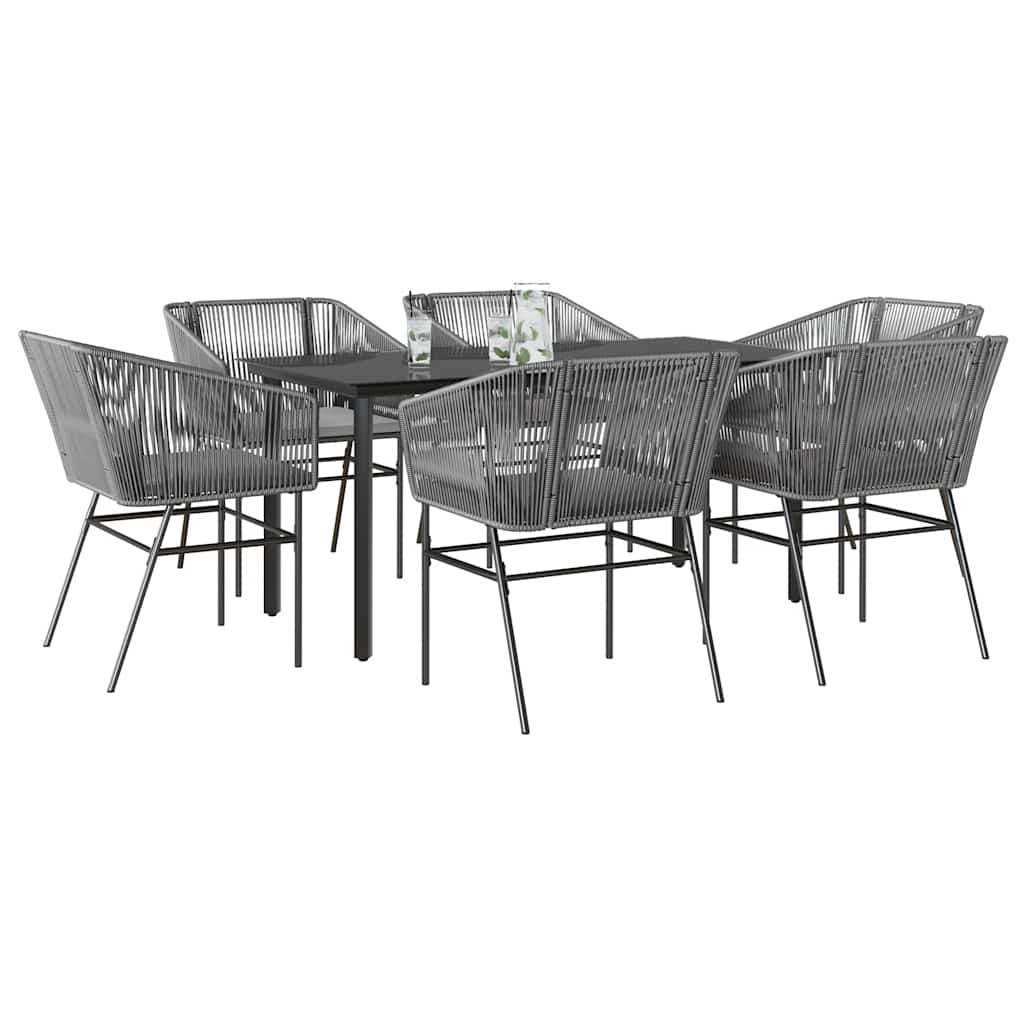 7-Delige Tuinset Met Kussens Poly Rattan Glas