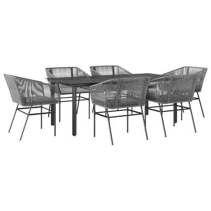 7-Delige Tuinset Met Kussens Poly Rattan Glas