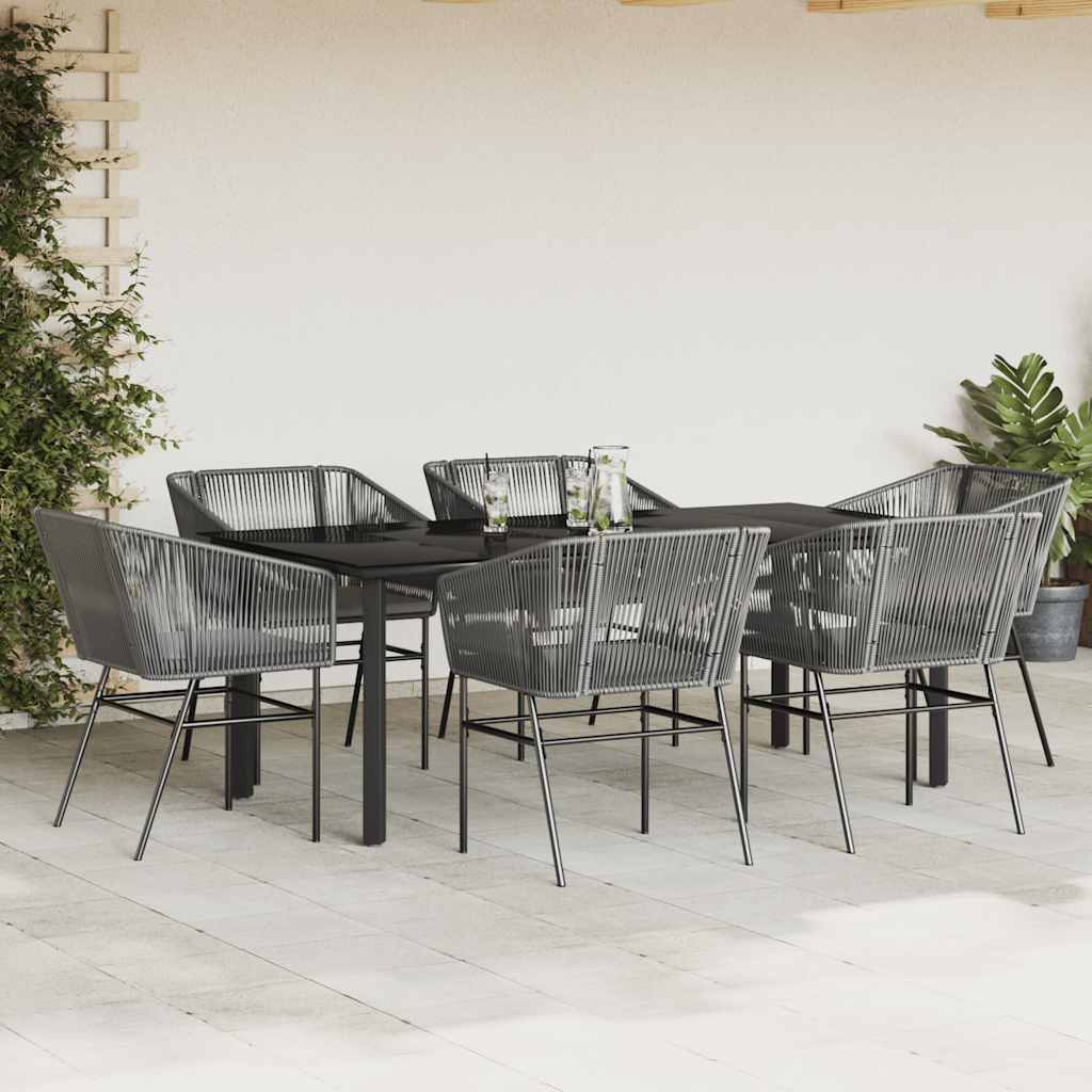 7-Delige Tuinset Met Kussens Poly Rattan Glas