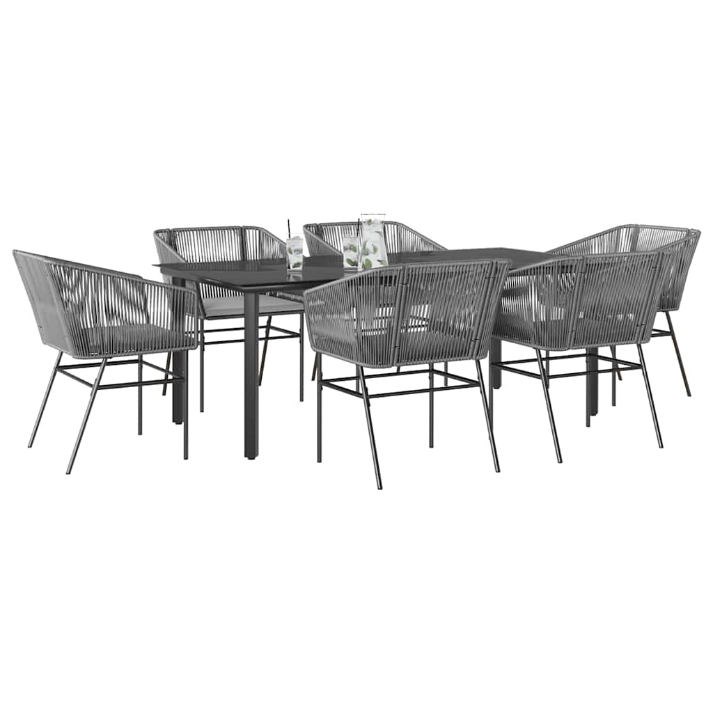 7-Delige Tuinset Met Kussens Poly Rattan Glas
