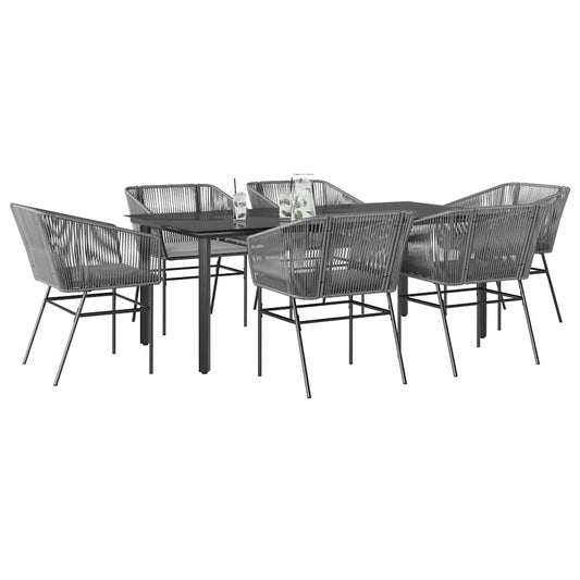 7-Delige Tuinset Met Kussens Poly Rattan Glas