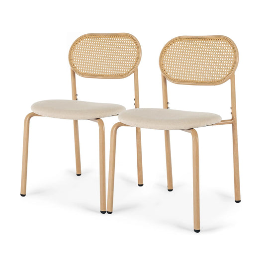 Set of 2 Boho Rattan Chairs