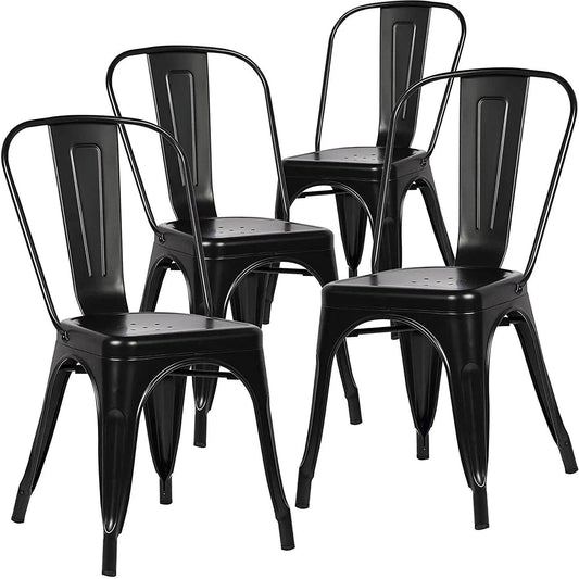 Set of 4 Metal Dining Chairs Industrial Style - Novatrends