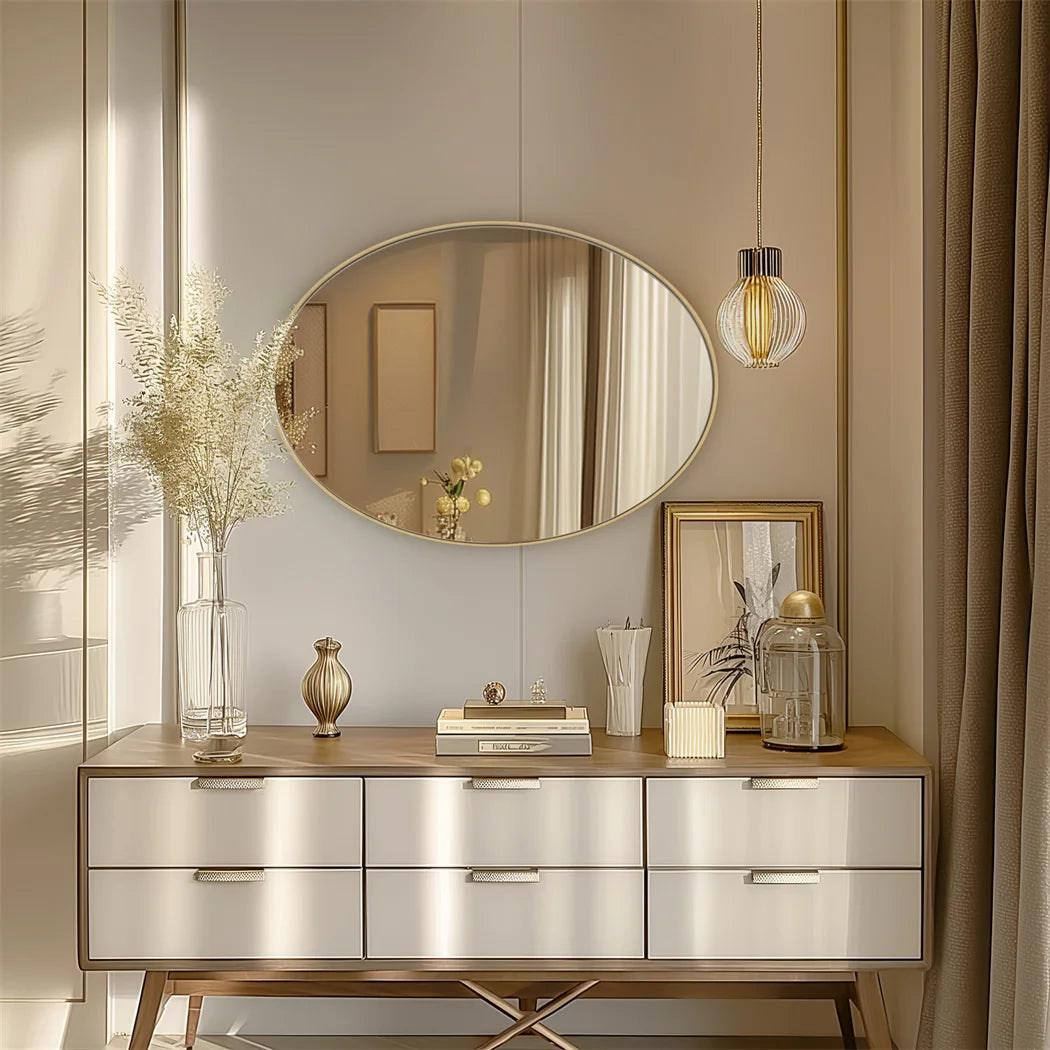 Gold Oval Wall Mirror