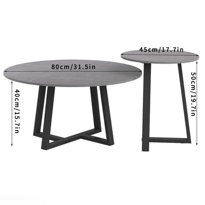Rundes modernes Marmor-Nesting-Kaffeegeschirr-Set, 2-teilig