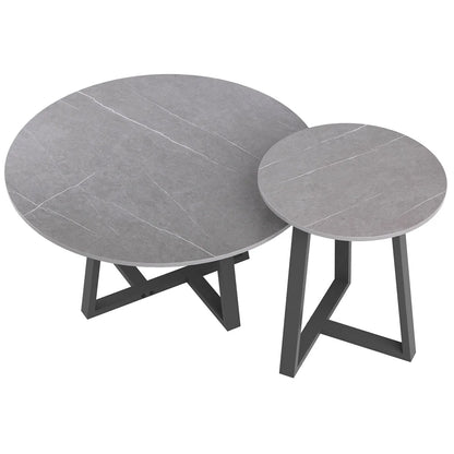 Rundes modernes Marmor-Nesting-Kaffeegeschirr-Set, 2-teilig