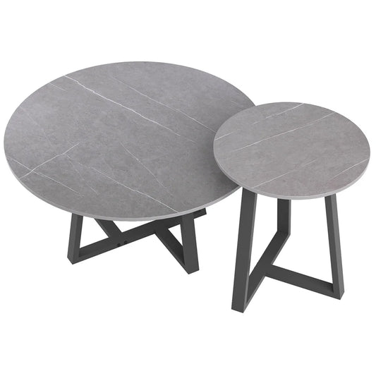 Rundes modernes Marmor-Nesting-Kaffeegeschirr-Set, 2-teilig