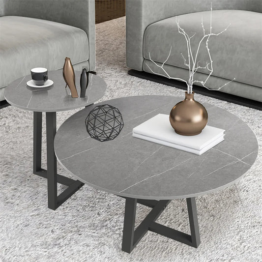 Rundes modernes Marmor-Nesting-Kaffeegeschirr-Set, 2-teilig