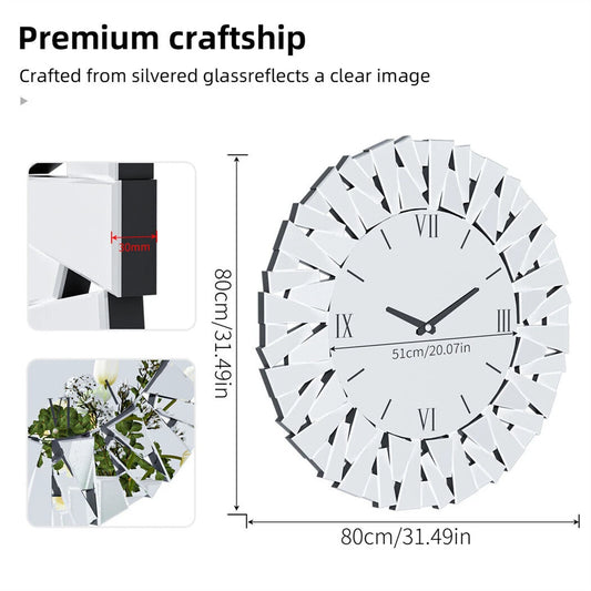 Große Wanduhr 3D verspiegelt