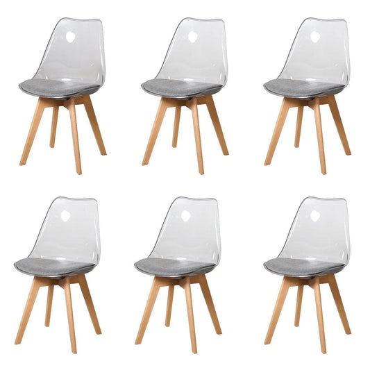 6Pcs Modern Transparent Dining Chairs - Novatrends