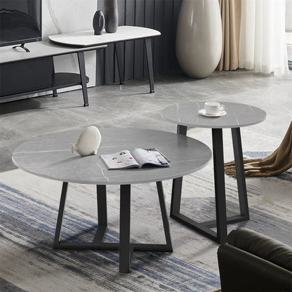 Rundes modernes Marmor-Nesting-Kaffeegeschirr-Set, 2-teilig