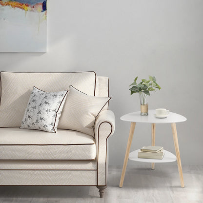Wood Side Table – White & Natural Finish